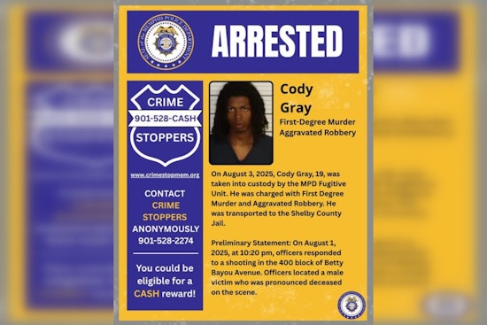 Memphis Police Arrest 19-Year-Old Suspect Charged with First Degree Murder and Aggravated Robbery