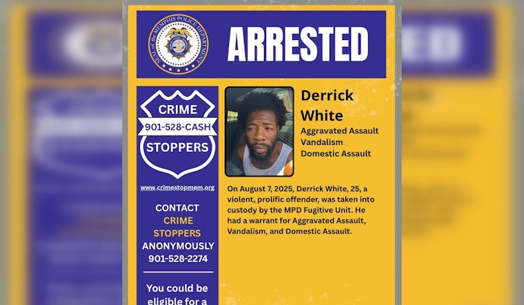 Memphis Police Swiftly Apprehend Suspect Derrick White for Aggravated Assault Under Assault Initiative