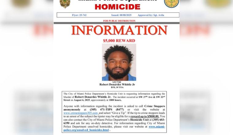 UPDATE: Miami Police Offer $5,000 Reward in Hunt for Gunman After Fatal Shooting in Coconut Grove