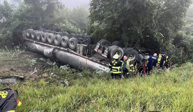 Milk Tanker Overturns on Michigan's M-46 Near Saginaw, Spills 12,000 Gallons Prompting Environmental Concerns