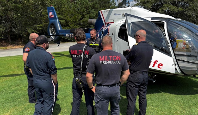 Milton Fire-Rescue Department Conducts Air Medical Transport Training, Helicopters Over Northwest Milton Part of Exercise