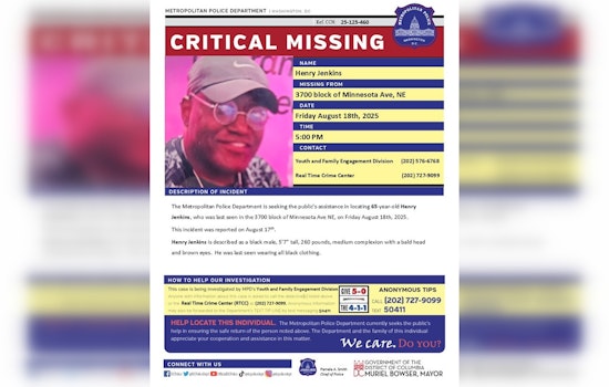 Missing 65-Year-Old Henry Jenkins Found Safe, DC Police and Community Efforts Praised