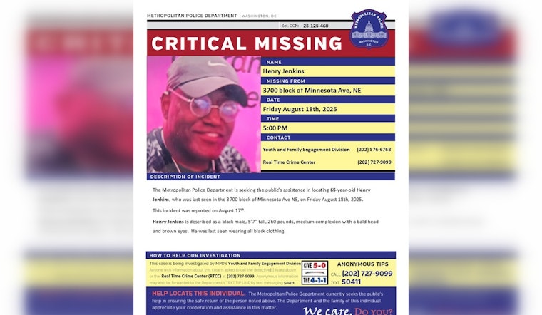 Missing 65-Year-Old Henry Jenkins Found Safe, DC Police and Community Efforts Praised