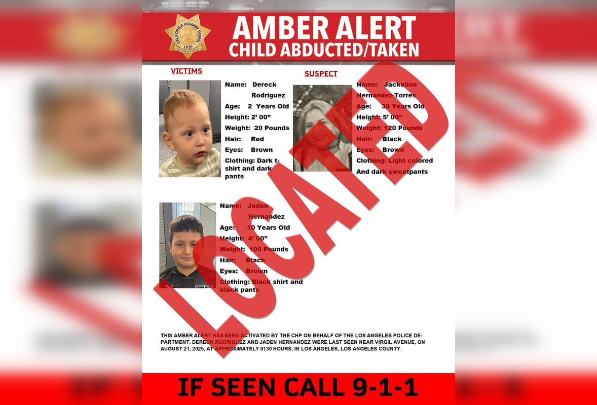 Missing Brothers Found Safe, Amber Alert Canceled in Los Angeles'