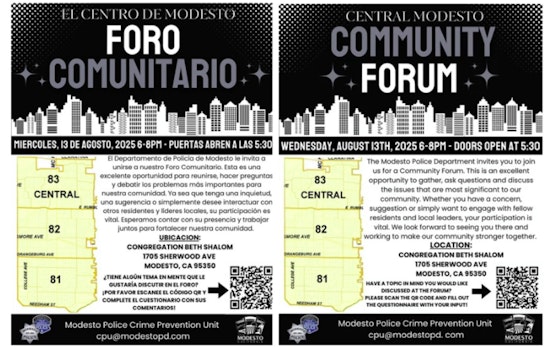 Modesto Police Department Invites Community to Discuss Public Safety at Open Forum Event