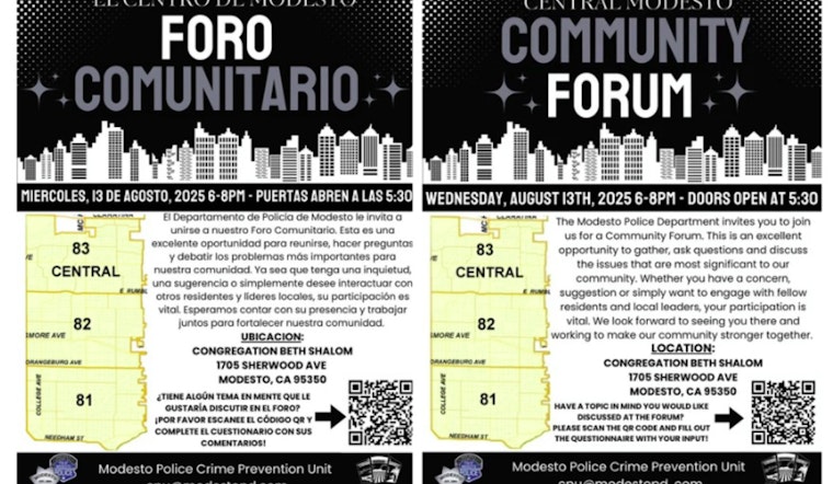 Modesto Police Department Invites Community to Discuss Public Safety at Open Forum Event