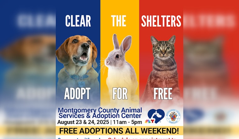 Montgomery County Joins "Clear the Shelters" Campaign, MCASAC to Waive Pet Adoption Fees on August 23-24