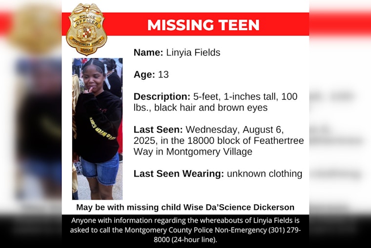 Montgomery County Police Seek Public's Assistance to Locate Missing 13-Year-Old from Montgomery Village
