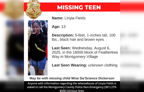 Montgomery County Police Seek Public's Assistance to Locate Missing 13-Year-Old from Montgomery Village