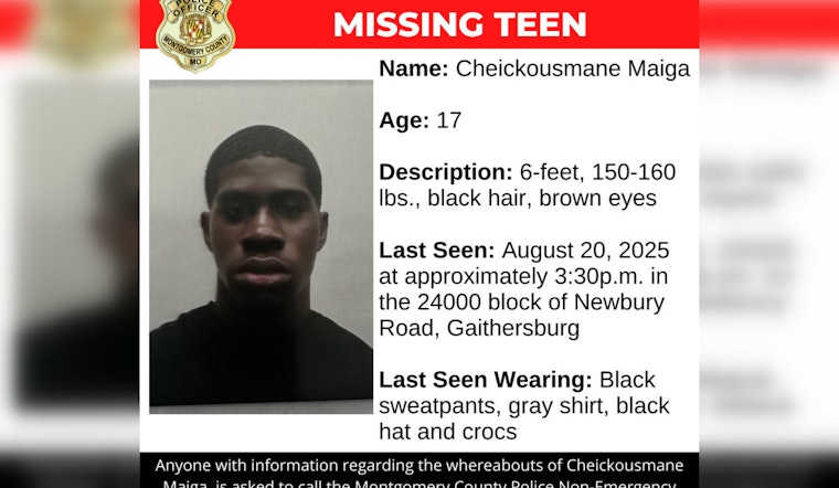 Montgomery County Police Seek Public's Help in Urgent Search for Missing Teen Cheickousmane Maiga