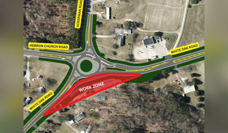 New Roundabout at White Oak Intersection Set to Open August 26 in Garner, Bringing Traffic Pattern Changes