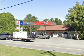 No Injuries as Car Carrier Gets Wedged Under Gas Station Awning in Northwest Charlotte