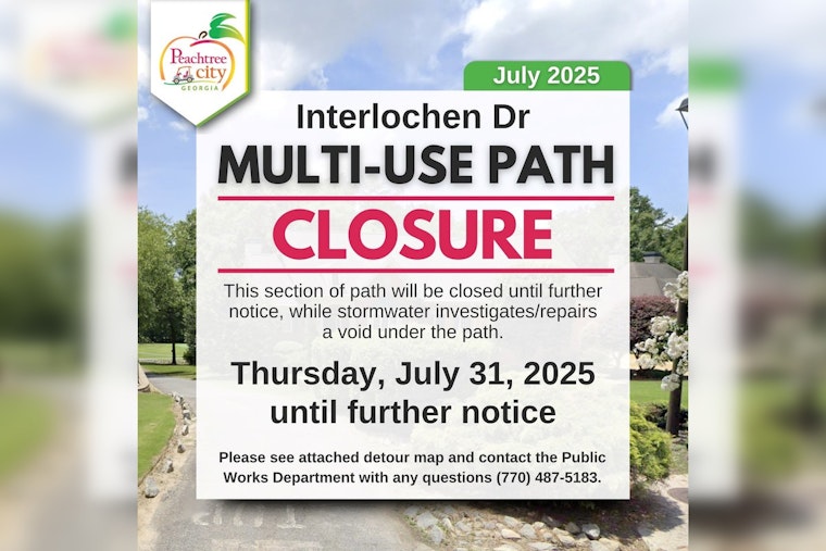 Peachtree City Path Closure Due to Underlying Void, Repairs Underway with No End Date