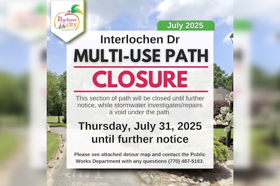 Peachtree City Path Closure Due to Underlying Void, Repairs Underway with No End Date