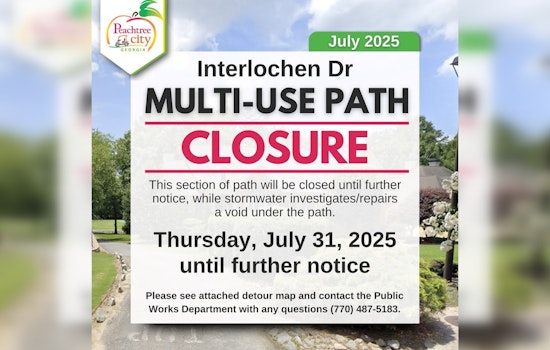Peachtree City Path Closure Due to Underlying Void, Repairs Underway with No End Date