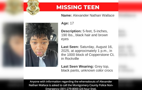 Rockville Teen Alexander Wallace Missing, Montgomery County Police Appeal for Public Assistance