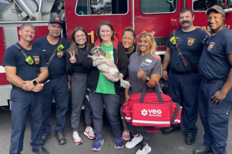 Roswell Firefighters and Alpharetta Veterinarians Team Up to Rescue Puppy with Paw Stuck in Bathtub Drain