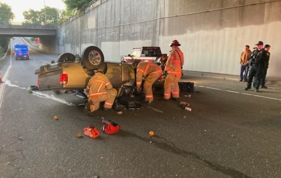 Seatbelt Saves Driver in Portland Rollover Crash, Fire & Rescue Emphasizes Vital Safety Precautions