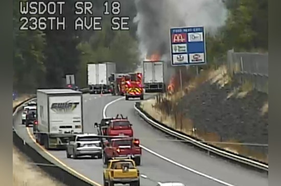 Semi-Truck Engulfed in Flames on SR 18 Causes Traffic Disruption in Maple Valley