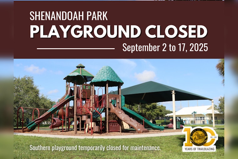 Shenandoah Park's Southern Playground in Davie Closes Temporarily for Maintenance, Nearby Alternatives Suggested