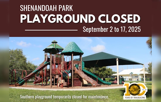 Shenandoah Park's Southern Playground in Davie Closes Temporarily for Maintenance, Nearby Alternatives Suggested