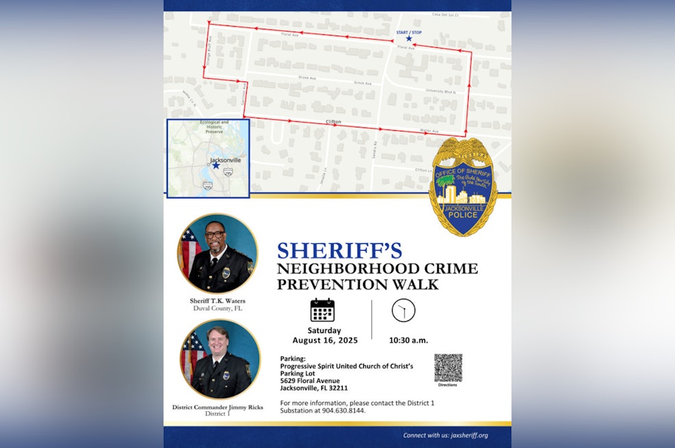 Sheriff T.K. Waters to Lead Community Engagement Walk in Jacksonville's Clifton Neighborhood