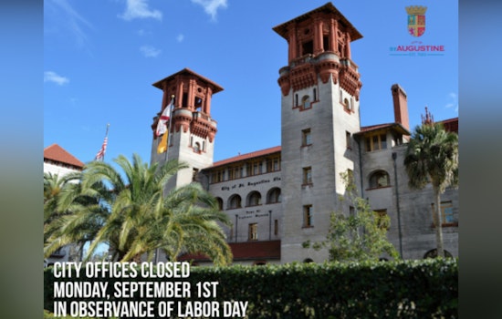 St. Augustine City Offices to Close for Labor Day While Sanitation Services Continue as Normal
