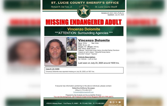 St. Lucie County Authorities Intensify Search for Missing Man with Distinctive Tattoos