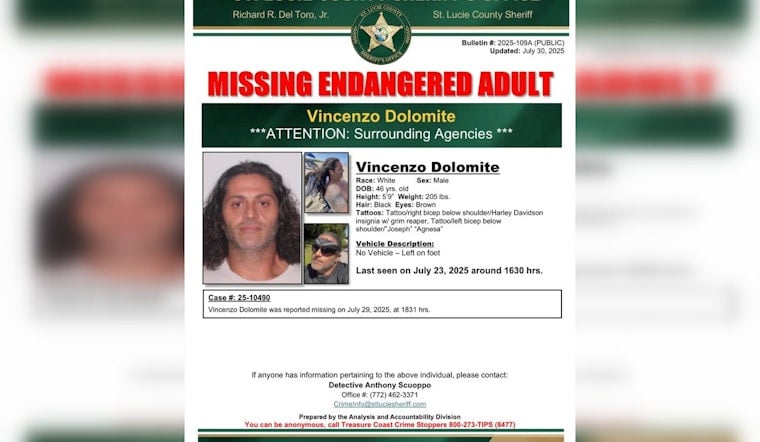 St. Lucie County Authorities Intensify Search for Missing Man with Distinctive Tattoos