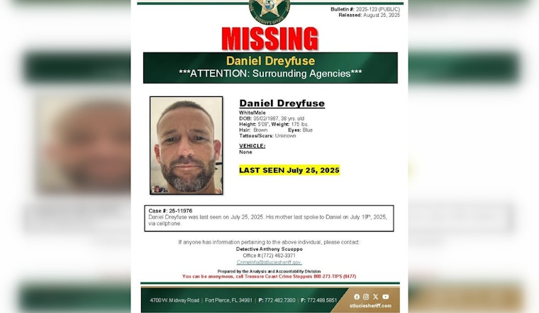 St. Lucie County Sheriff's Office Seeks Public's Help to Locate Man Missing Since July