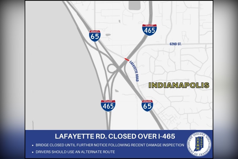 Structural Integrity Concerns Prompt Closure of Lafayette Road Bridge Over I-465 in Northwest Indianapolis