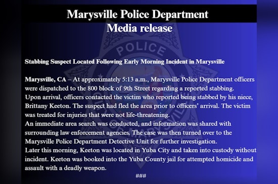 Suspect Apprehended in Marysville Stabbing as Faces Attempted Homicide Charges
