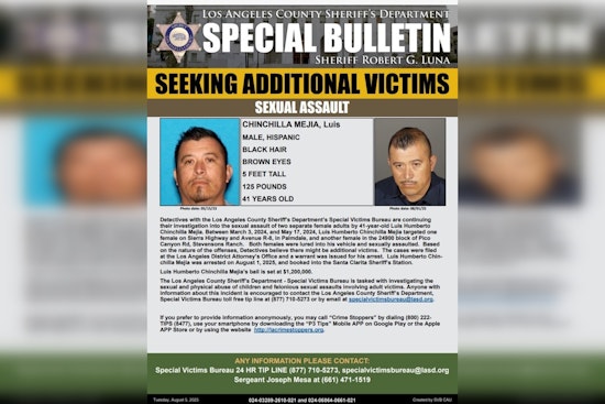 Suspected Serial Assailant Arrested in Los Angeles County; Authorities Seek Additional Victims in Palmdale and Stevenson Ranch Cases