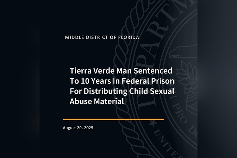 Tierra Verde Man Sentenced to 10 Years for Distributing Child Sexual Abuse Material