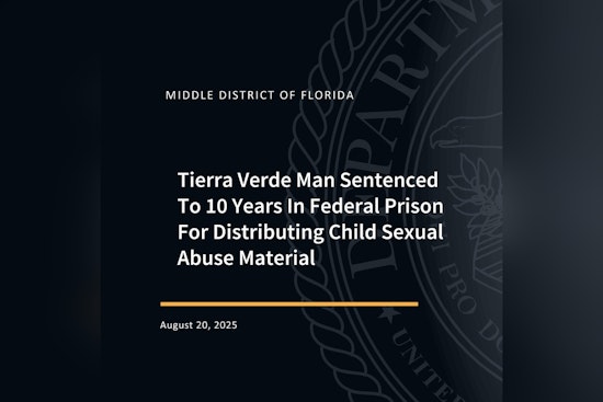 Tierra Verde Man Sentenced to 10 Years for Distributing Child Sexual Abuse Material