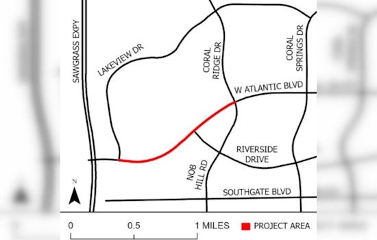 Travel Alert Lane Closures on West Atlantic Boulevard in Coral Springs for Drainage Upgrades Through December 2025