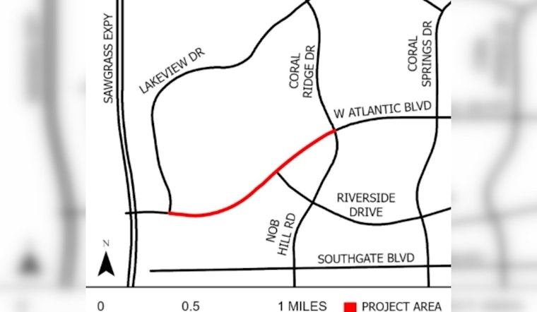 Travel Alert Lane Closures on West Atlantic Boulevard in Coral Springs for Drainage Upgrades Through December 2025