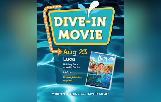 Wake Forest's Holding Park Aquatic Center to Host "Dive-In Movie" Night Featuring "Luca" on August 23