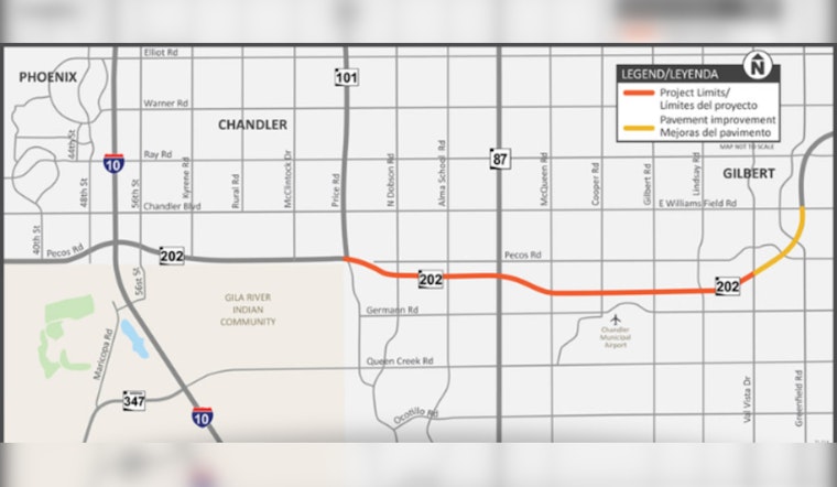Weekend Travel Advisory, Loop 202 On-Ramp Closure at Val Vista Drive in Gilbert, Arizona