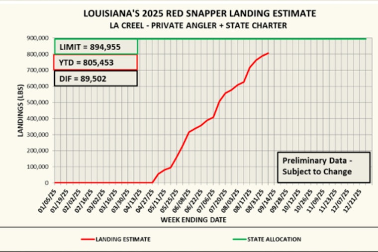 90% of Louisiana's Red Snapper Quota Reached; Season's End Looms for Anglers
