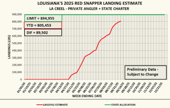 90% of Louisiana's Red Snapper Quota Reached; Season's End Looms for Anglers