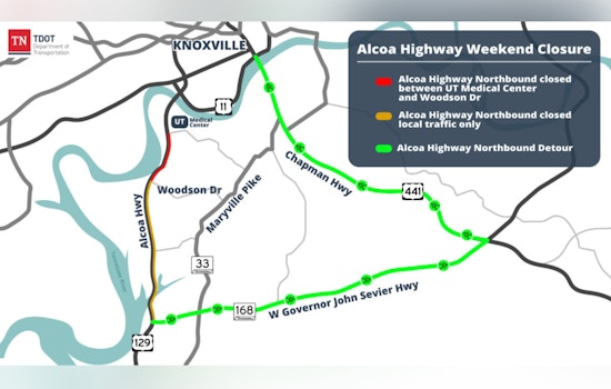 Alcoa Highway Northbound Lanes Closure in Knox County for Rock Blasting from Oct 4, Detours via I-140 and Local Routes