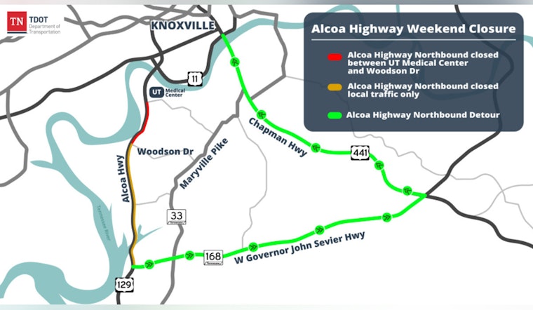 Alcoa Highway Northbound Lanes Closure in Knox County for Rock Blasting from Oct 4, Detours via I-140 and Local Routes