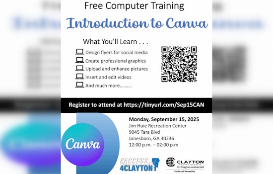 Boost Your Graphic Skills with Clayton County's Introduction to Canva Training on September 15