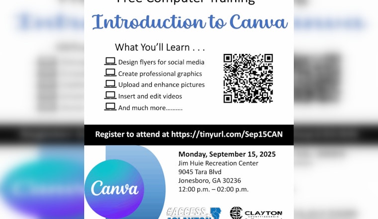 Boost Your Graphic Skills with Clayton County's Introduction to Canva Training on September 15