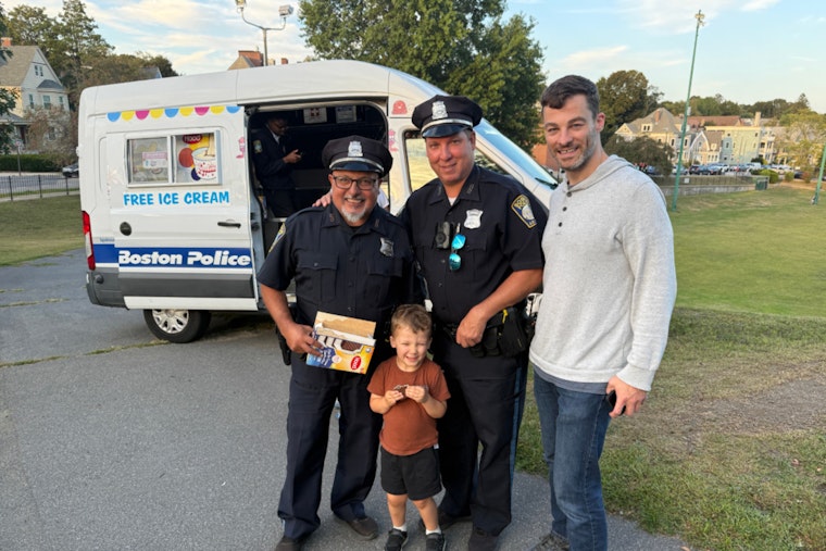 Boston Police Department Serves Up Smiles with Ice Cream Truck at Lyndon School Event in Roslindale