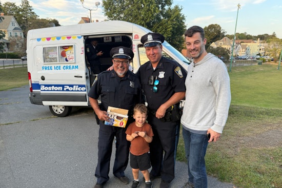 Boston Police Department Serves Up Smiles with Ice Cream Truck at Lyndon School Event in Roslindale