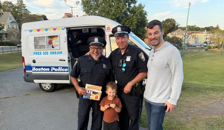 Boston Police Department Serves Up Smiles with Ice Cream Truck at Lyndon School Event in Roslindale