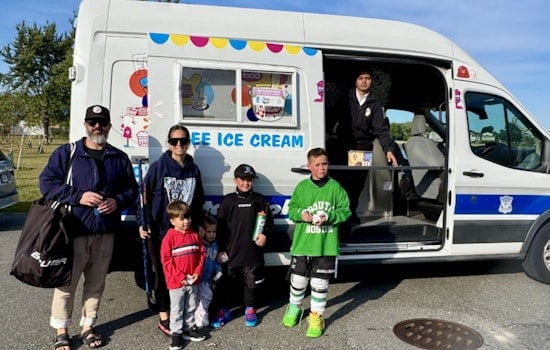 Boston Police Department's Ice-Hockey Skills Program Delights Young Skaters with BPD Ice Cream Truck Visit