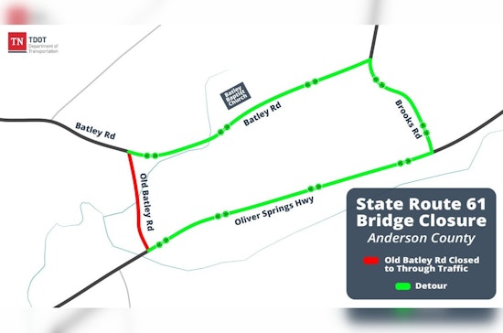 Bridge Construction to Cause Detours on Old Batley Road in Anderson County Starting September 29